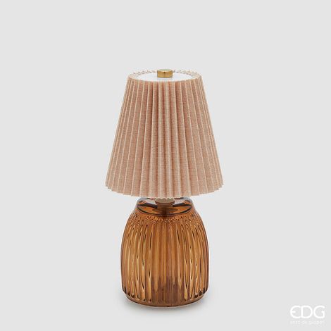 EDG Enzo De Gasperi Lampada da Tavolo Plisse con Led H 22 Cm D 11,5 Cm IP 20 Hazelnut Scatola Regalo