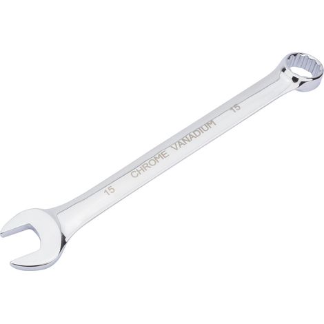 Draper HI-TORQ® 15mm Short Pattern Metric Combination Spanner (Model 35197) - Fully Polished, High-Quality Hand Tool