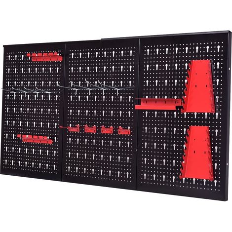 Organizer per utensili con pannello forato e set di supporti da 17 pezzi, 120x60 cm