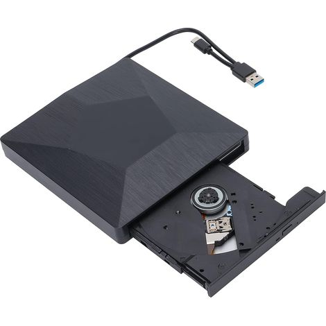 Lecteur de DVD Externe, USB 3.0 T-C Lecteur Optique Externe à Double Interface Graveur de DVD Lecteur de DVD/CD Externe, Lecteur Universel de Bureau/Ordinateur Portable(Le Noir) (1/5)