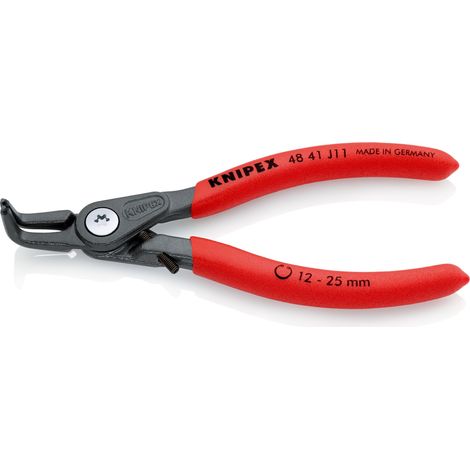 KNIPEX 48 41 J21 Alicate de precisión para arandelas para arandelas interiores en taladros Mangos plasticos por inmersión antideslizantes gris atramentado 165 mm