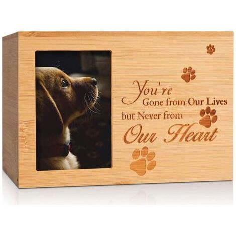 Urnes pour Animaux de Compagnie, boîte à Cendres de Chien en Bois Cercueil Souvenir commémoratif Cadeau Photo boîte Porte-Cendres pour Animaux de Compagnie avec Cadre Photo (1/5)