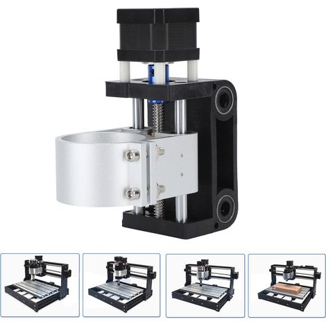 Machine de gravure de bureau CNC 3018Pro, support de moteur de broche d'axe Z en aluminium, diamètre 52 mm, support de broche 300-500 W, machine de gravure laser, petite machine de gravure miniature à (1/5)