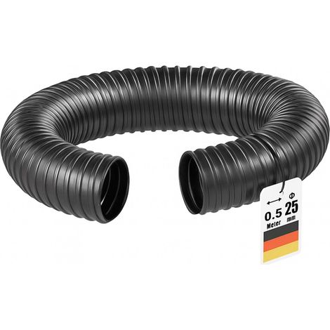 Wiltec Tubo spiralato per pompe nero 0,5 m Ø 25mm (1″) con spirale rinforzata in PVC anti-attorcigliamento