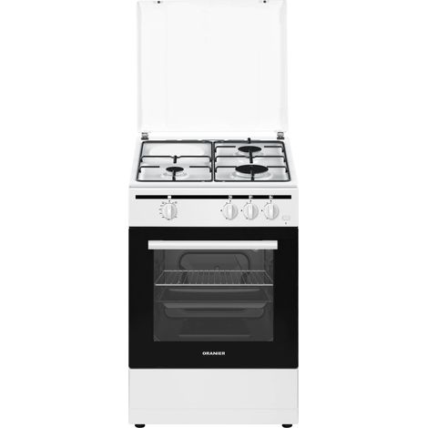 Oranier Gas-Standherd Weiß (3-fl.) Erdgas Grillbrenner Gas Schublade für Geschirr Flüssiggasdüsen-Set beiliegend 50 cm STG 598