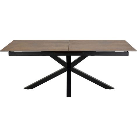 Drawer – Table extensible 6 à 12 personnes 200-240x100cm – Plateau en céramique – Base en métal – Design moderne marron (1/5)