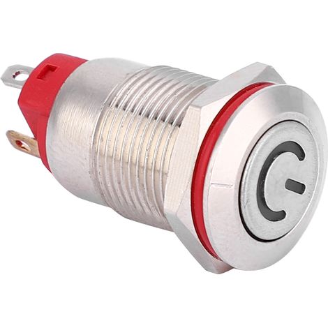 4-poliger, wasserdichter 12-mm-Metall-Drucktaster mit integrierter LED und automatischer Verriegelung (weiß, 39 V) (1/5)
