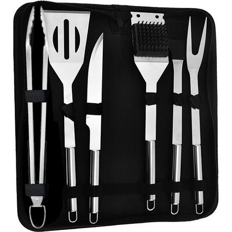 Ensemble Ustensiles Barbecue en Acier Inoxydable Professionnel 6pcs (1/5)