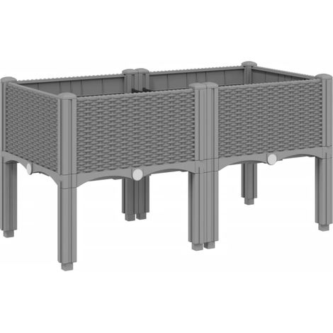 Jardinera elevada con patas gris claro 80 x 40 x 42 cm PP 020038177