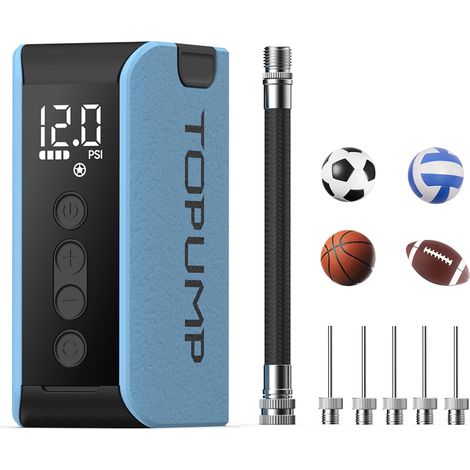 Pompe à Ballon électrique avec gonflage et dégonflage, Pompe à air Portable Rechargeable avec manomètre (Max 20PSI), Pompe à air pour Ballon de Sport, Basket-Ball, Volley-Ball, Rugby (1/5)