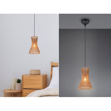 Kleine LED Pendelleuchte 1-flammig mit Lampenschirm aus Papiergarn, Ø 20cm (1/5)