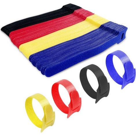 Bridas de velcro para cables，120 unidades，12 x 150 mm，Juego de cuatro colores，Organizador de cables para el hogar y la oficina (1/5)