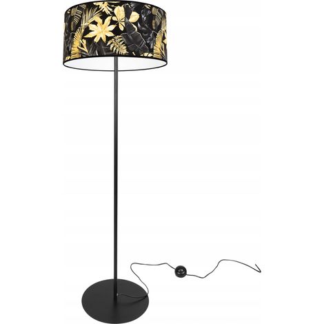 ELEGANTE LAMPADA DA TERRA, PARALUME A FIORE DORATO, LED (1/5)