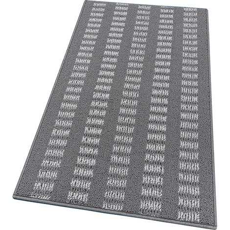 Tapis De Cuisine Doux 3D Absorbant Lavable Antidérapant Bordure Rayé Gris - 57x135 Cm