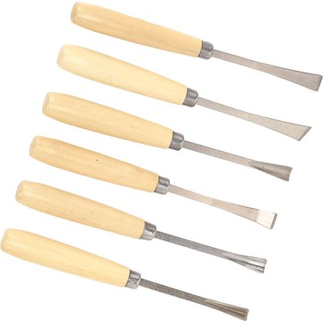 Set mit 6 Holzmeißeln zum Schnitzen und Gravieren, professionelle Holzbearbeitungswerkzeuge