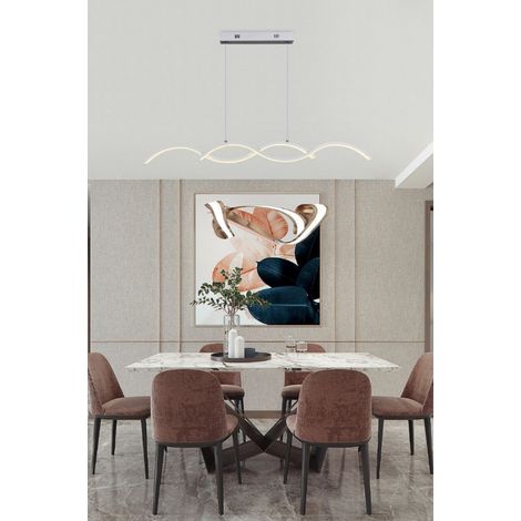 Lampadario led sospeso onda 25w pendente ondulato design moderno bianco argento luce fredda naturale Bianco - 6500k