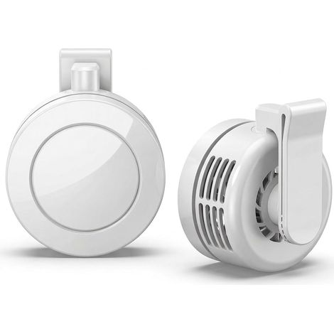 Set of 2 Mini Clip-on Fan, Rechargeable 3-Speed Wearable Cooling Fan with 360° Adjustable Clip for Hat, Shirt, Belt, Bag, Travel & Office,White (1/5)