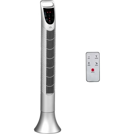 36 Inch Tower Fan with 3 Speeds and Modes, 7.5 Hour Timer, 70 Degree Oscillation, LED Display, 5M Remote Control in Silver