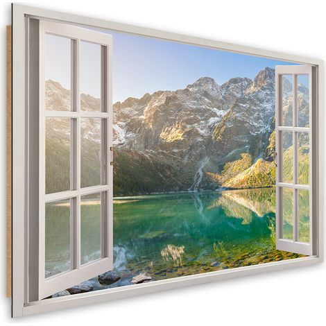 Quadro deco panel, Finestra del lago nelle montagne Natura - 90x60 (1/5)