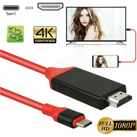 USB-C-auf-HDMI-Kabel, HDMI-Adapter für HD-Fernseher, rotes USB-C-auf-HDMI-Kabel