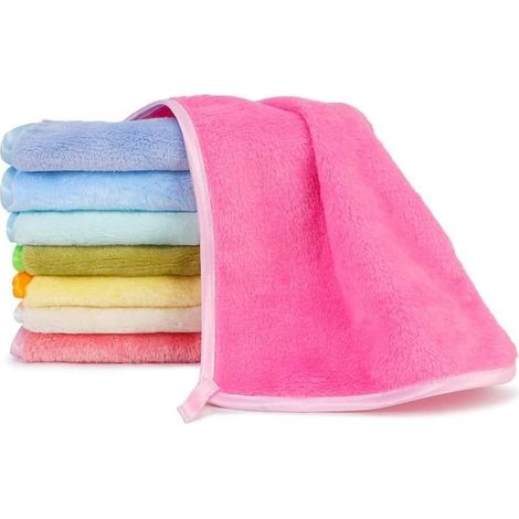 8 Pièces Serviette Demaquillante Lavable Microfibre Toilette pour Visage Tampons Propres Lavable et Réutilisable Colore B (1/4)