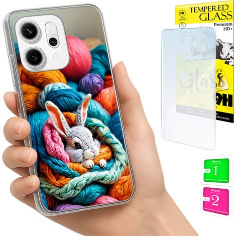 Coque arrière pour Oppo Reno 14F / 14 FS 5G avec motif lapin et verre trempé (1/5)