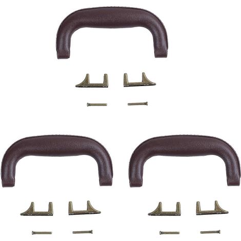 3 braune Ledergitarrenkoffer mit Griffen für Gepäck, Werkzeug und Trolleykoffer (1/5)
