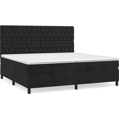 Maison Exclusive - Giroletto a Molle con Materasso Nero 200x200 cm in Velluto (1/5)