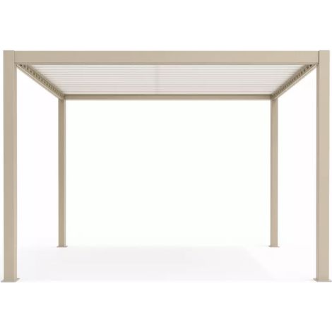 pergola bioclimatica motorizzata giardini di maggio "quadrifoglio" in alluminio beige 4x3x2,5 mt