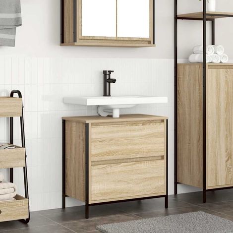 Mueble de baño con lavabo y cajones roble Sonoma 60x34,5x60 cm vidaXL