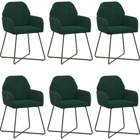Maison Exclusive - Sedie da pranzo 6 pz Velluto Verde Scuro 55 x 50 x 84 cm (1/5)