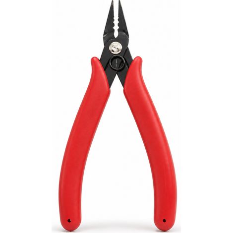 Pince brucelles acier 304 laqué noir droite 16 cm embouts rouges (1/5)
