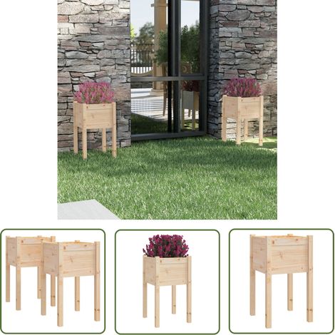 The Living Store Jardinières d'extérieur 2 pcs 40x40x70 cm bois de pin massif - Jardiniere Exterieure - Pot De Fleurs Bois - Bac A Fleurs - Lit Eleve - Decoration Jardin (1/5)