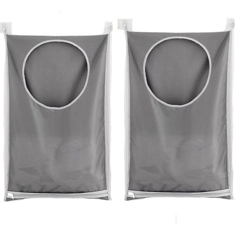 Wäschebeutel mit großem Fassungsvermögen (2er-Pack), Kleideraufhänger für Kleiderschrank, ideal für Badezimmer, Schlafzimmer und Garderobe (Grau) (1/4)