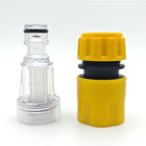 Ensemble connecteur et filtre de lavage automobile - Adaptateur pour lave-linge haute pression, avec buse de tuyau d'arrosage et raccords de tuyaux Jaune (1/5)