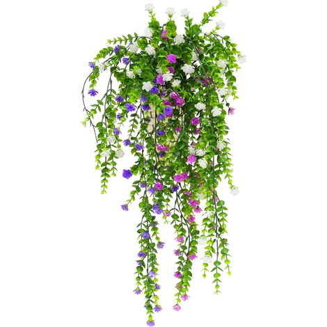 3 Pièces Plante Artificielle Exterieur Fausse Plante Fleurs artificielles pour Décoration Murale De Mariage Intérieur en Plein Air -Rose, Blanc, Violet (1/5)