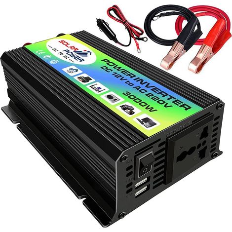 Inversor de corriente 300W para coche 12V a 220V – 2 puertos USB carga rápida – Protección contra sobrecalentamiento y cortocircuitos (1/5)