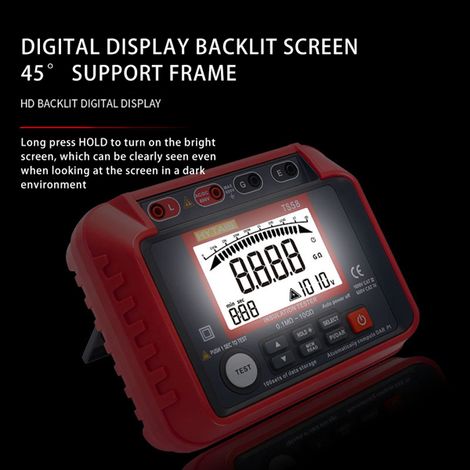 High Voltage Insulation Resistance Tester with Adjustable Output up to 2500V, Data Hold Function, and Backlit Display for Safety and Convenience (1/5)