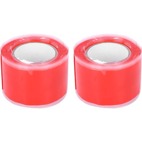 Ruban adhésif silicone ignifuge haute température rouge 0,5mm x 25mm x 1,5m, 2 pièces autocollant résistant à la chaleur (1/5)