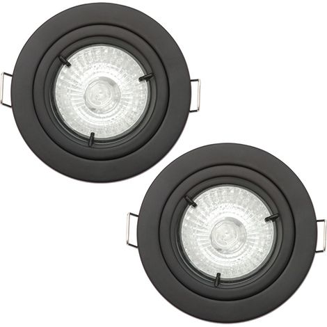 Litecraft Recessed Downlight Fire Rated Fixed Spotlight in Matte Black - 2 Pack (1/4)