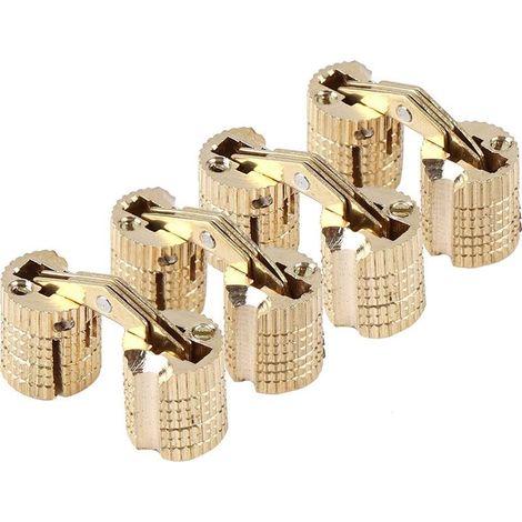 4 pièces/paquet en laiton caché - Charnière de baril Invisible en cuivre caché Charnières de meubles pour bricolage porte en bois boîtes cadeaux boîte à bijoux, angle d'ouverture de 180 ° (1/5)