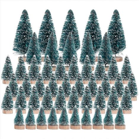 50 sapins de Noël artificiels miniatures, petits sapins enneigés et givrés en pin (1/5)