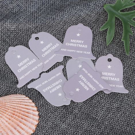 100 Stück Papierkarten-Etiketten, Bastelbedarf, Weihnachtsbaum, Hochzeitsgeschenk, Hängedekoration, lila Glöckchen (1/5)
