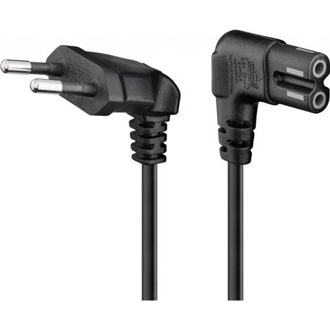 GOOBAY Euro-Netzkabel mit Doppelnutkupplung, schwarz, 3m, 90° (1/4)