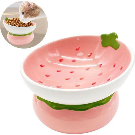 Gamelle céramique surélevée pour chat, inclinée à 15°, anti-glouton, bol pour croquettes et eau, chaton (1/4)