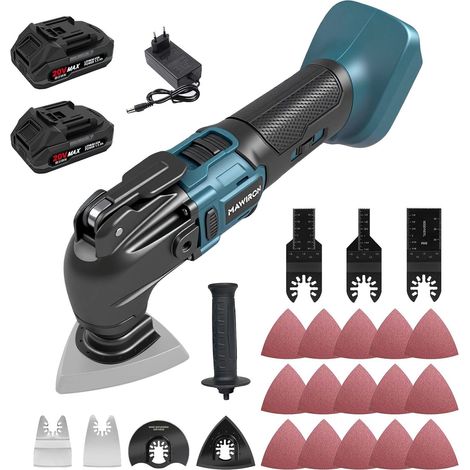 Outil Multifonctions Oscillant Sans fil avec 2 Batteries 20V 1500mAh, Outil Multifonction Brushless 600W, 6 Vitesses, Angle 4° (1/5)