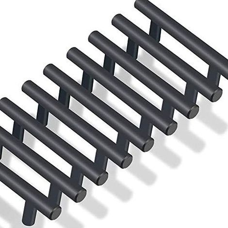 Lot de 20 poignee de meuble cuisine noir en acier inoxydable poignée meuble noir en T Bar Bâton Cuisine,Ø 12mm (Hole Centers:64mm) (1/5)