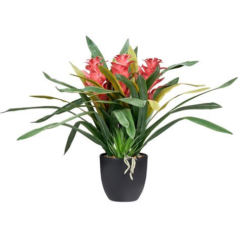 Planta artificial en maceta para interior decoración de plástico con maceta negra Guzmania Atilla