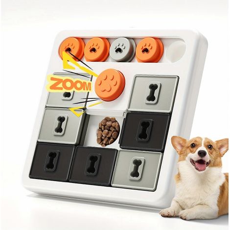 Quadratisches Haustier-Puzzlespielzeug mit verschiedenen Schwierigkeitsgraden, langsamer Fütterungstrainer und Leckerlispender, geeignet für kleine, mittlere und große Katzen und Hunde,N (1/5)