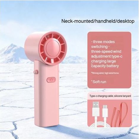 Mini-Hochgeschwindigkeits-Taschenventilator, 500-mAh-Akku, USB-Anschluss – Pink (1/5)